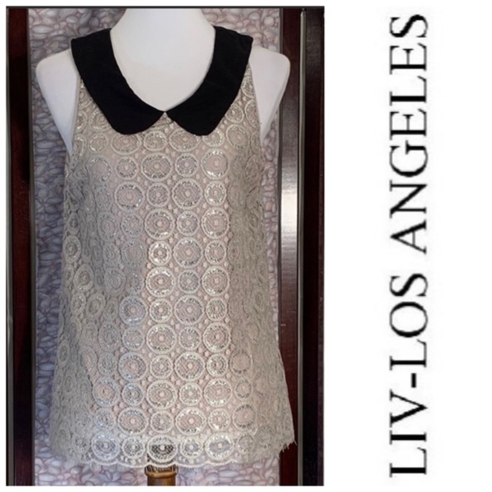 Liv LA silver lace sleeveless top.